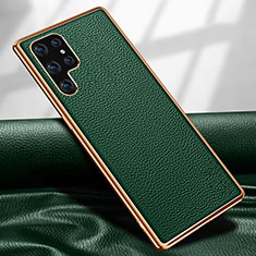 Soft Luxury Leather Snap On Case Cover S09 for Samsung Galaxy S24 Ultra 5G Green