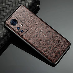 Soft Luxury Leather Snap On Case Cover S09 for Xiaomi Mi 12X 5G Brown