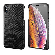 Soft Luxury Leather Snap On Case Cover S12 for Apple iPhone Xs Black