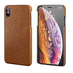 Soft Luxury Leather Snap On Case Cover S12 for Apple iPhone Xs Brown