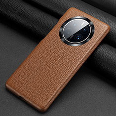 Soft Luxury Leather Snap On Case Cover ST1 for Huawei Mate 50 Pro Brown