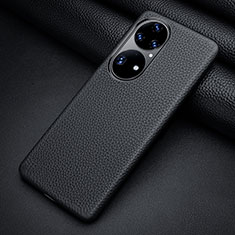 Soft Luxury Leather Snap On Case Cover ST2 for Huawei P50 Black