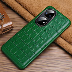 Soft Luxury Leather Snap On Case Cover ST3 for Huawei P50 Green