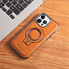 Soft Luxury Leather Snap On Case Cover with Mag-Safe Magnetic JD1 for Apple iPhone 14 Pro Brown