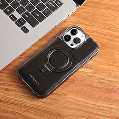 Soft Luxury Leather Snap On Case Cover with Mag-Safe Magnetic JD1 for Apple iPhone 15 Pro Black