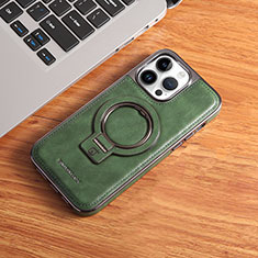 Soft Luxury Leather Snap On Case Cover with Mag-Safe Magnetic JD1 for Apple iPhone 15 Pro Green