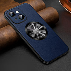 Soft Luxury Leather Snap On Case Cover with Mag-Safe Magnetic LD2 for Apple iPhone 13 Blue