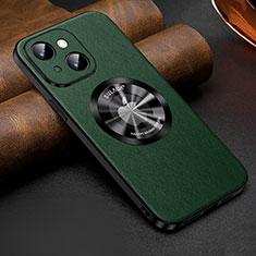 Soft Luxury Leather Snap On Case Cover with Mag-Safe Magnetic LD2 for Apple iPhone 14 Green