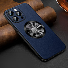 Soft Luxury Leather Snap On Case Cover with Mag-Safe Magnetic LD2 for Apple iPhone 14 Pro Blue