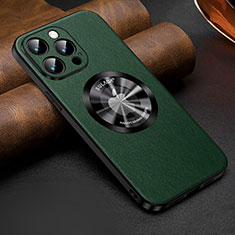 Soft Luxury Leather Snap On Case Cover with Mag-Safe Magnetic LD2 for Apple iPhone 14 Pro Max Green