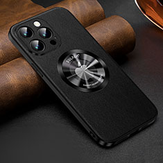 Soft Luxury Leather Snap On Case Cover with Mag-Safe Magnetic LD2 for Apple iPhone 15 Pro Max Black