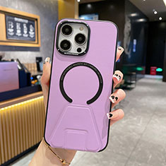 Soft Luxury Leather Snap On Case Cover with Mag-Safe Magnetic QC2 for Apple iPhone 14 Pro Max Purple