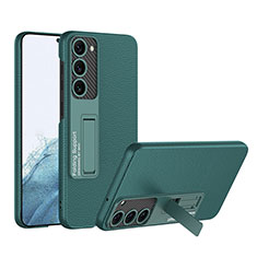 Soft Luxury Leather Snap On Case Cover with Stand AC1 for Samsung Galaxy S23 Plus 5G Green
