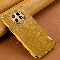 Soft Luxury Leather Snap On Case Cover XD1 for Huawei Mate 50 Pro Yellow