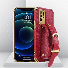 Soft Luxury Leather Snap On Case Cover XD1 for Oppo A95 5G Red