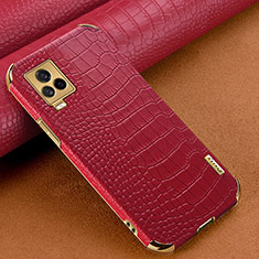 Soft Luxury Leather Snap On Case Cover XD1 for Vivo iQOO 7 5G Red