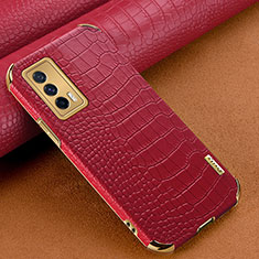 Soft Luxury Leather Snap On Case Cover XD1 for Vivo iQOO 7 India 5G Red