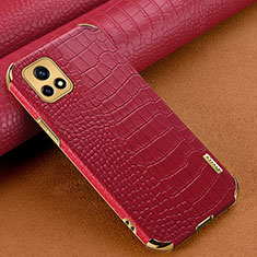 Soft Luxury Leather Snap On Case Cover XD1 for Vivo iQOO U3x 5G Red