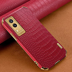 Soft Luxury Leather Snap On Case Cover XD1 for Vivo V21e 5G Red