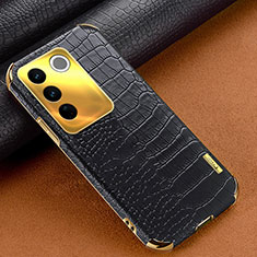 Soft Luxury Leather Snap On Case Cover XD1 for Vivo V27 5G Black