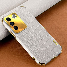Soft Luxury Leather Snap On Case Cover XD1 for Vivo V27e 5G White