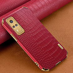 Soft Luxury Leather Snap On Case Cover XD1 for Vivo Y31 (2021) Red