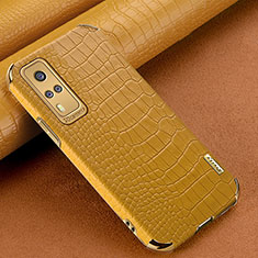 Soft Luxury Leather Snap On Case Cover XD1 for Vivo Y31 (2021) Yellow