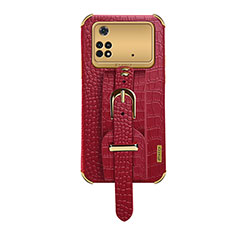 Soft Luxury Leather Snap On Case Cover XD1 for Xiaomi Poco M4 Pro 4G Red