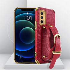 Soft Luxury Leather Snap On Case Cover XD2 for Vivo iQOO 7 India 5G Red