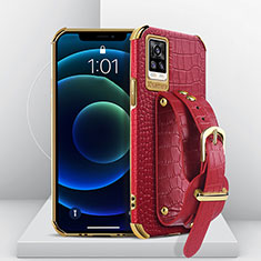 Soft Luxury Leather Snap On Case Cover XD2 for Vivo V20 Red