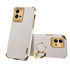 Soft Luxury Leather Snap On Case Cover XD2 for Vivo V25 5G White