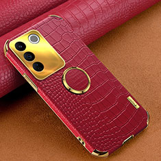 Soft Luxury Leather Snap On Case Cover XD2 for Vivo V27e 5G Red