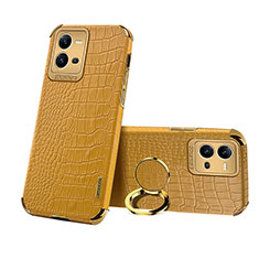 Soft Luxury Leather Snap On Case Cover XD2 for Vivo X80 Lite 5G Yellow