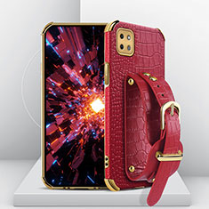 Soft Luxury Leather Snap On Case Cover XD3 for Samsung Galaxy F42 5G Red