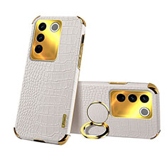 Soft Luxury Leather Snap On Case Cover XD3 for Vivo V27 5G White