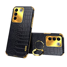 Soft Luxury Leather Snap On Case Cover XD3 for Vivo V27e 5G Black