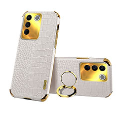 Soft Luxury Leather Snap On Case Cover XD3 for Vivo V27e 5G White