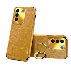 Soft Luxury Leather Snap On Case Cover XD3 for Vivo V27e 5G Yellow