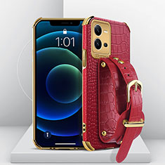 Soft Luxury Leather Snap On Case Cover XD3 for Vivo X80 Lite 5G Red