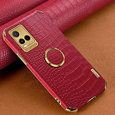 Soft Luxury Leather Snap On Case Cover XD4 for Vivo Y21 Red