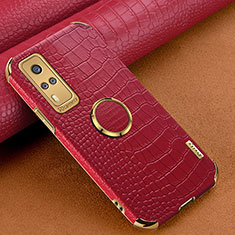 Soft Luxury Leather Snap On Case Cover XD4 for Vivo Y31 (2021) Red