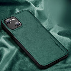Soft Luxury Leather Snap On Case Cover XV1 for Apple iPhone 13 Green