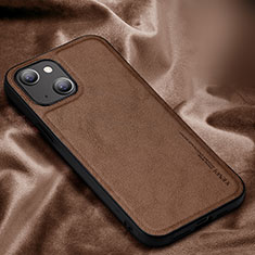 Soft Luxury Leather Snap On Case Cover XV1 for Apple iPhone 15 Brown