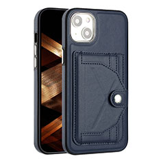 Soft Luxury Leather Snap On Case Cover Y01B for Apple iPhone 13 Blue