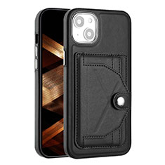 Soft Luxury Leather Snap On Case Cover Y01B for Apple iPhone 14 Black