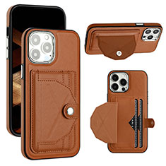 Soft Luxury Leather Snap On Case Cover Y01B for Apple iPhone 14 Pro Max Brown