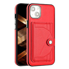 Soft Luxury Leather Snap On Case Cover Y01B for Apple iPhone 14 Red