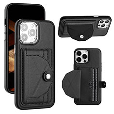 Soft Luxury Leather Snap On Case Cover Y01B for Apple iPhone 15 Pro Black