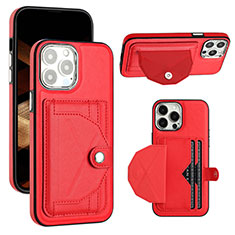 Soft Luxury Leather Snap On Case Cover Y01B for Apple iPhone 15 Pro Max Red