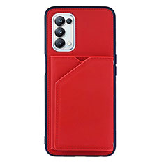 Soft Luxury Leather Snap On Case Cover Y01B for Oppo A54 5G Red